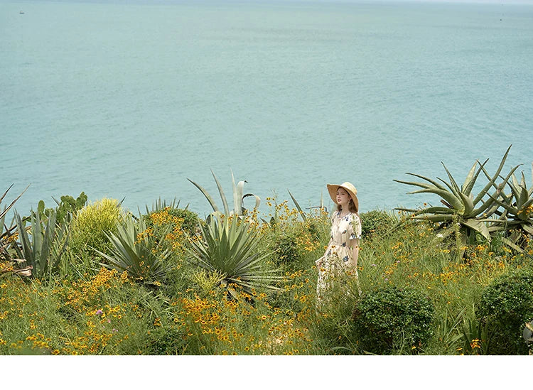 MISHOW French Romantic Dress 2024 Summer Women Embroidered Flower Fairycore Dresses Elastic Waist Drawstring Dress MXD24L1835