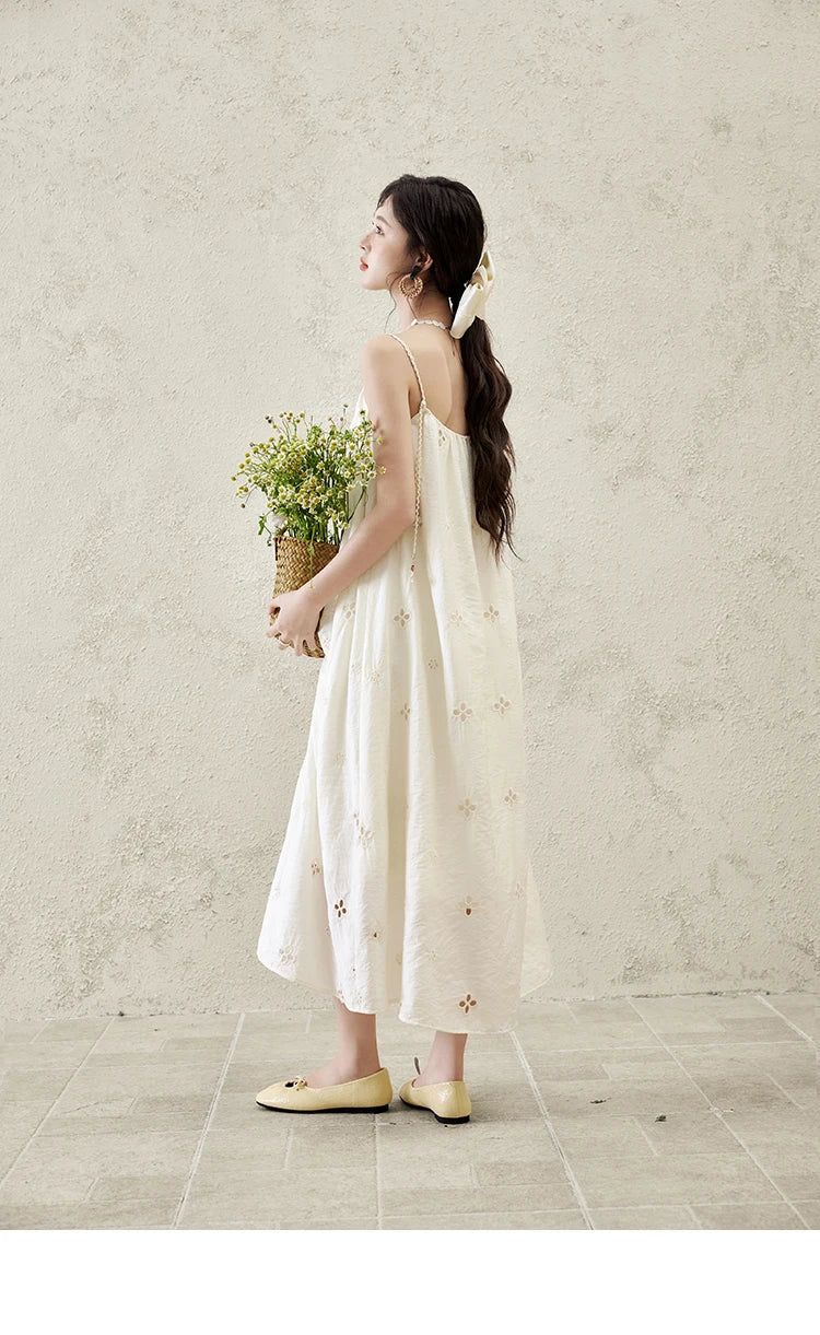 MISHOW Elegant Summer Camisole Dress Women 2025 New Sleeveless Hollow Embroidery Slim Dresses Female Fashion Romantic MXE15L2142