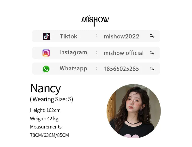 MISHOW Contrast Color Flower Knitted T-shirts for women 2025 Summer New Round Neck Top Women's Clothing Commute Tee MXE39Z1311