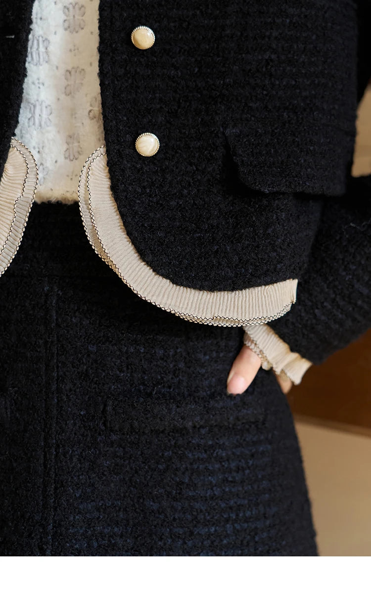 MISHOW Wool Blend Short Coat Rear Split Skirt Separately Women 2024 Winter French Fashion Elegant Jacket A-line Skirt MXC56W0162