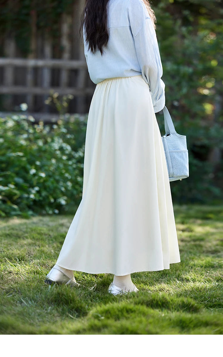 MISHOW Casual Versatile Skirt Women 2025 Spring Solid New A-line Slim Long Skirts Female Fashion High Waist Clothing MXE12B0663