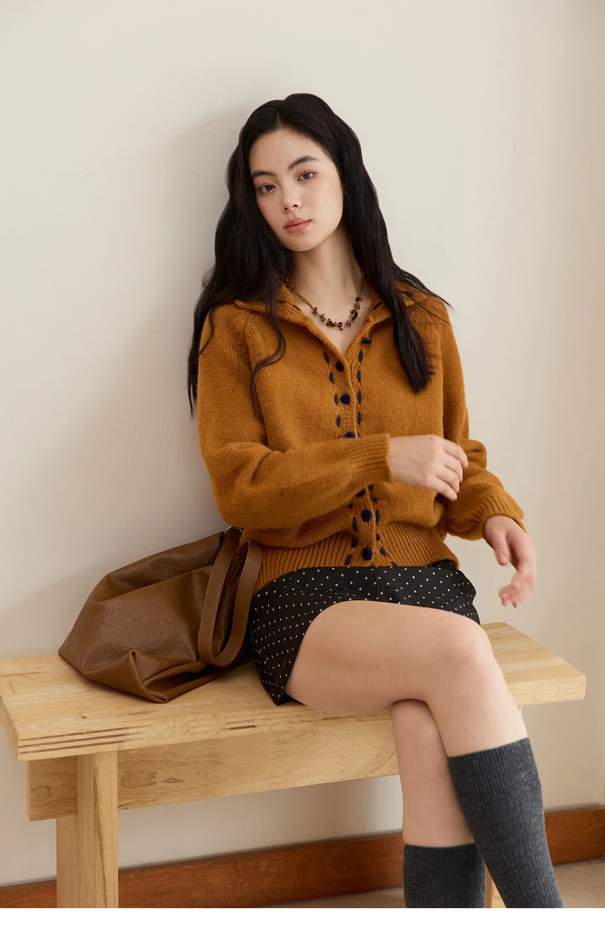 MISHOW Women's Turtleneck Sweater 2025 Retro Long-sleeved Single-breasted Loose Knit Top Casual Winter Woman Cardigan MXE48Z2617