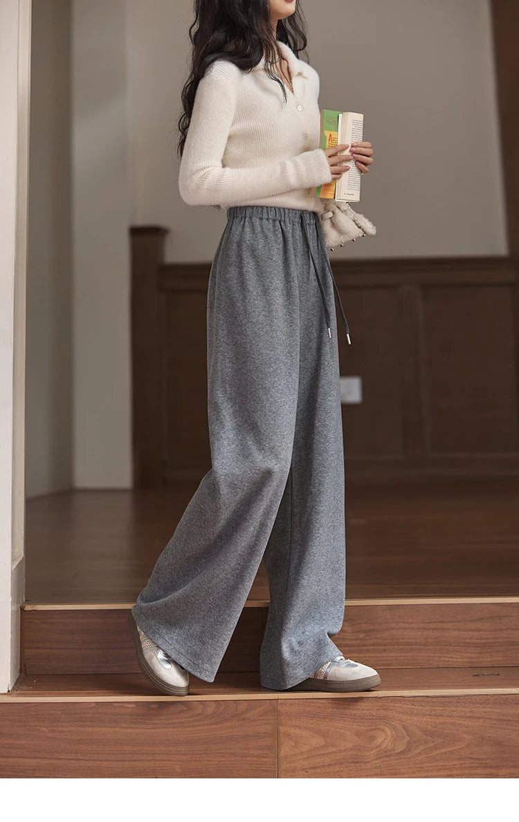 MISHOW Wide Legged Pants Women's Casual Versatile Long Pants 2025 Fall Winter New Korean High-waist Thin Pants MXD34K0824