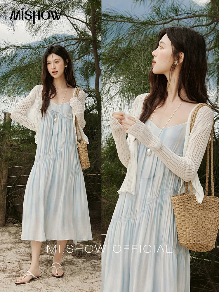 MISHOW Summer Holiday Camisole Dress for Women 2025 New Tie Dye Slim Sleeveless Seaside Long Dresses Female Fashion MXE12L2118