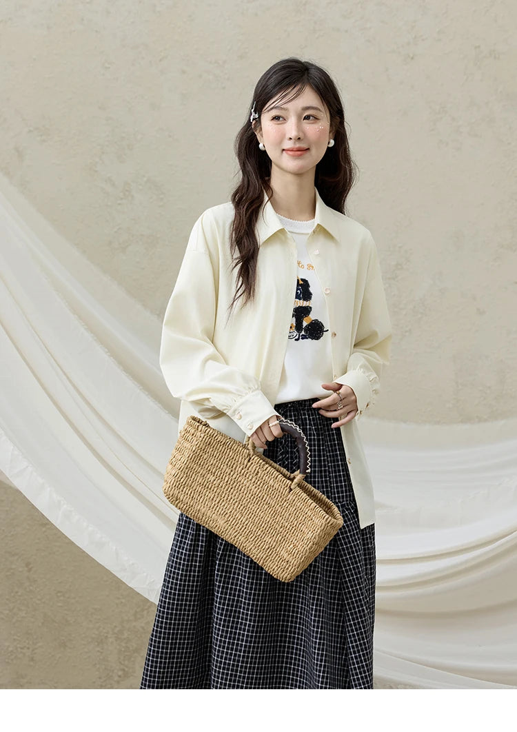 MISHOW Casual Summer Print Shirt Women New 2025 Round Neck Short Sleeve Dog Embroidered T-shirts Female Fashion Tops MXE33T0540