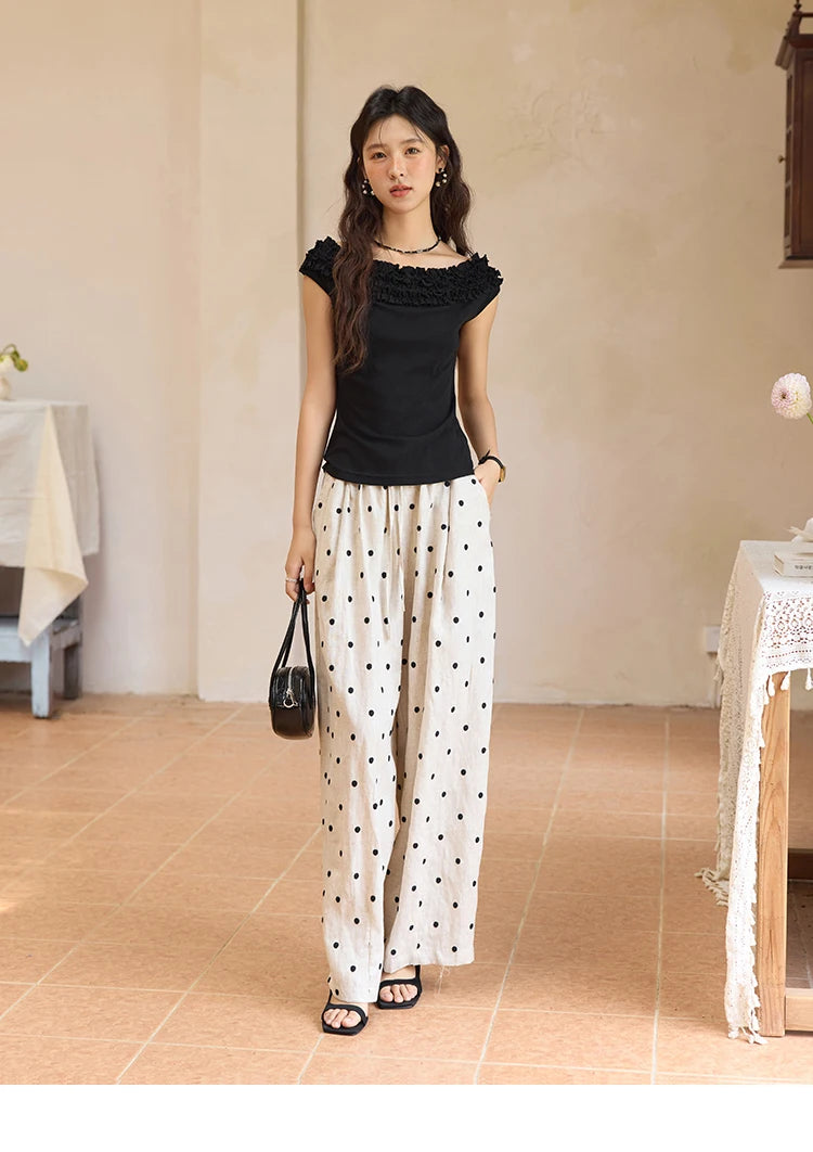 MISHOW French Stringy Selvedge One Neck T-shirt for Women Summer 2025 Raglan Sleeves Wool Short Top Sexy Solid Tees MXE34T0605