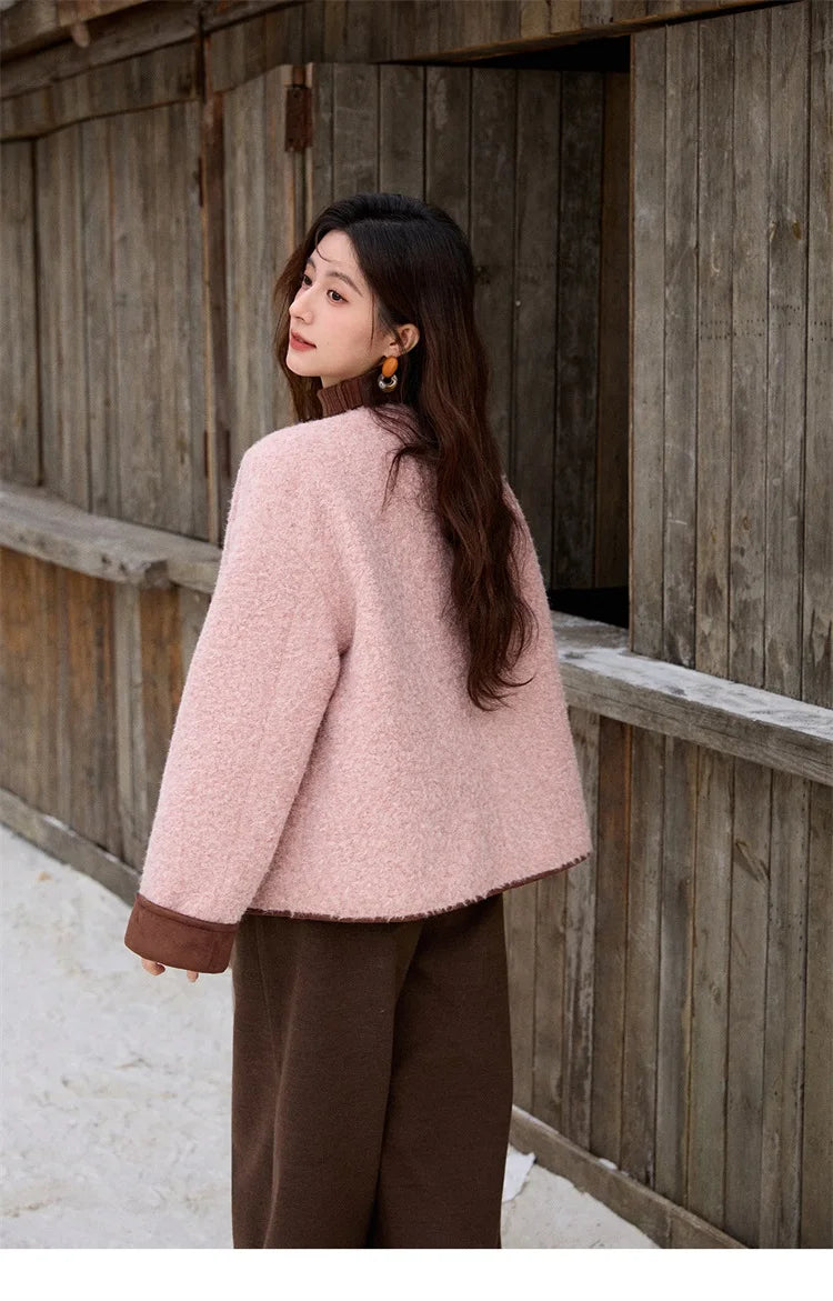 MISHOW Cotton Padded Warm Jacket Women 2025 Thickened Fur O-neck Coat Fold Over Contrasting Cuffs Windproof Outerwear MXE92W0986