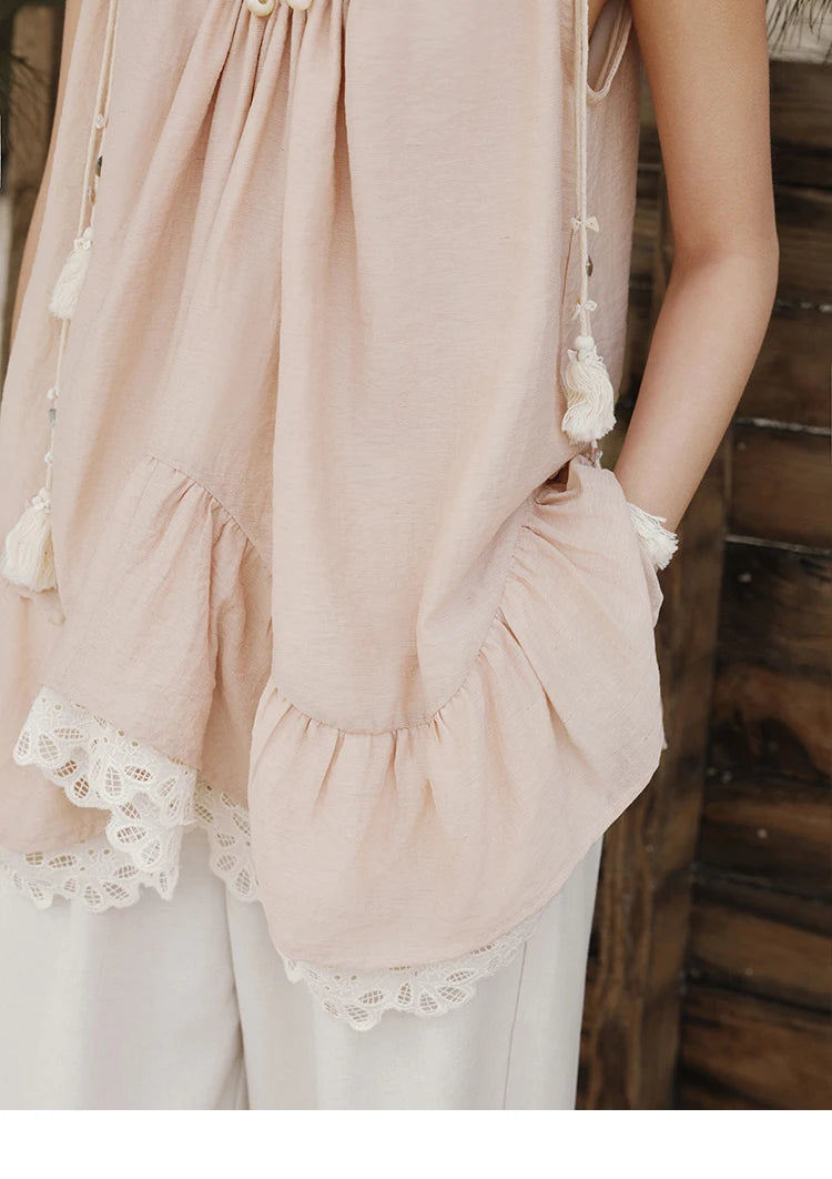 MISHOW French Summer Camisole for Women 2025 Sweet Lace Hollow Flower Sleeveless Tops Female New Fashion Holiday Top MXE33X1758