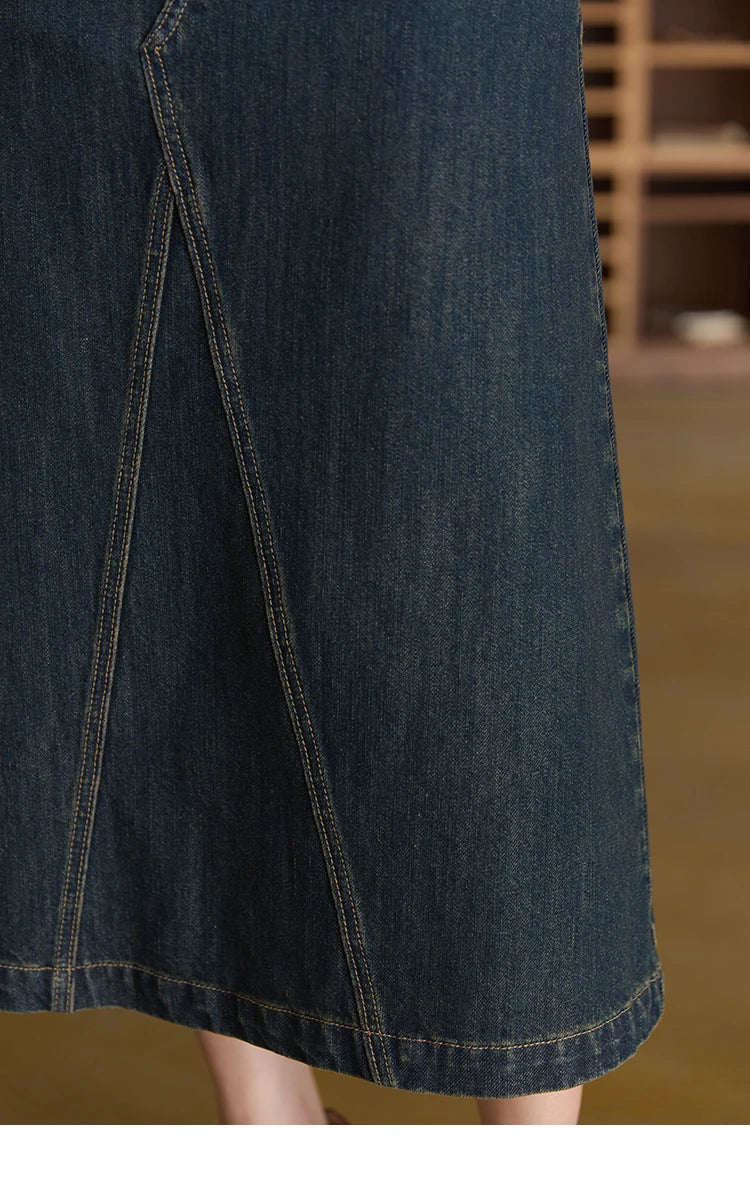 MISHOW High Waist Slim Denim Skirt for Women Autumn 2025 Fashion Pocket Skirt Rear Hem Split Casual Skirt Office Lady MXE41B2379