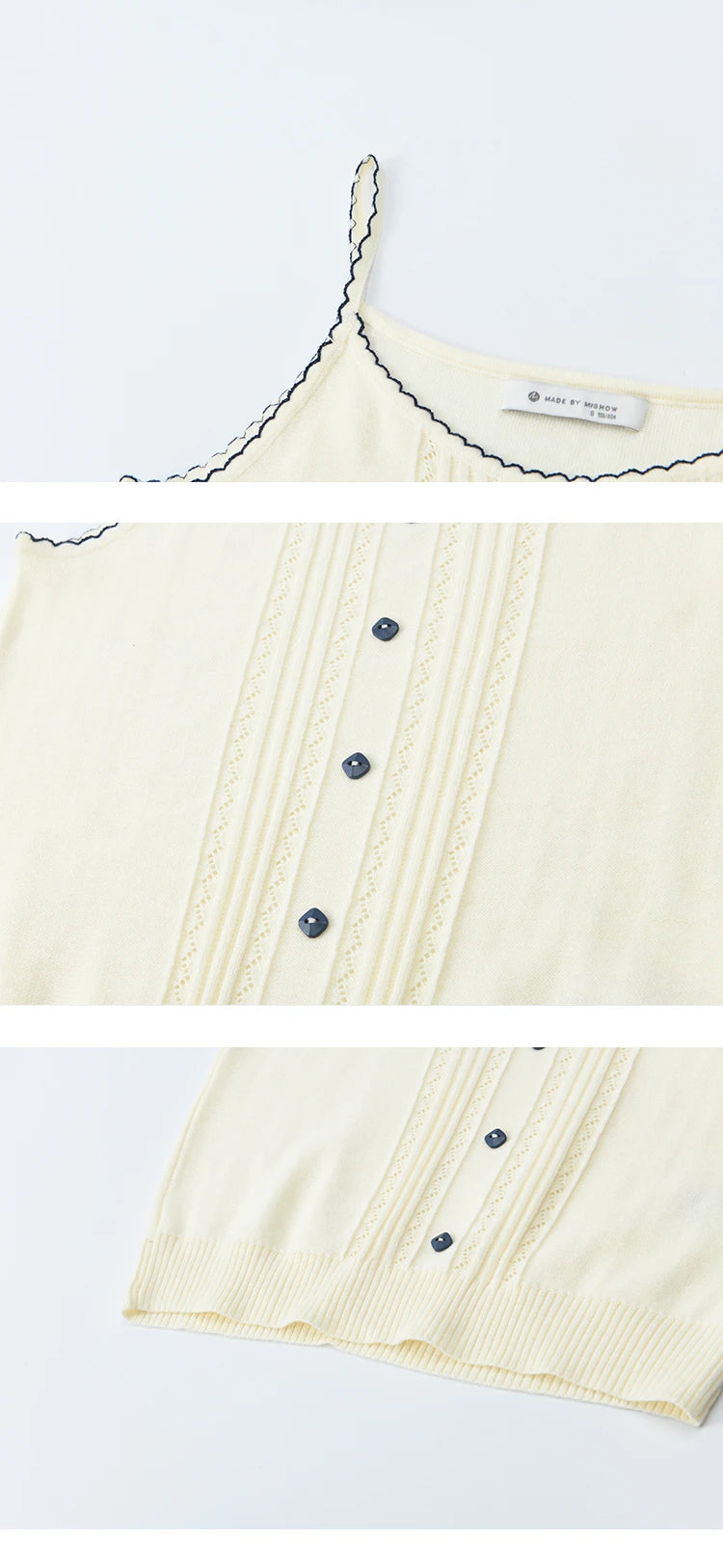 MISHOW Woman Apricot Knit Two-piece Set Wool 2025 Autumn Retro Long Sleeves Cardigan With Camisole Vest Casual Outfit MXE43T0726