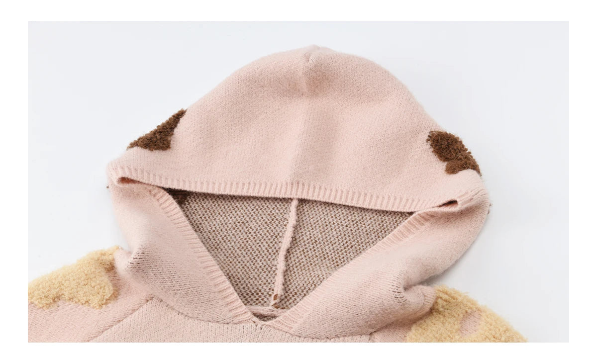 MISHOW Women's Floral Hooded Thick Sweater 2025 Loose Comfortable Pink 3D Jacquard Casual Long-Sleeved Pullovers MXE90Z2786