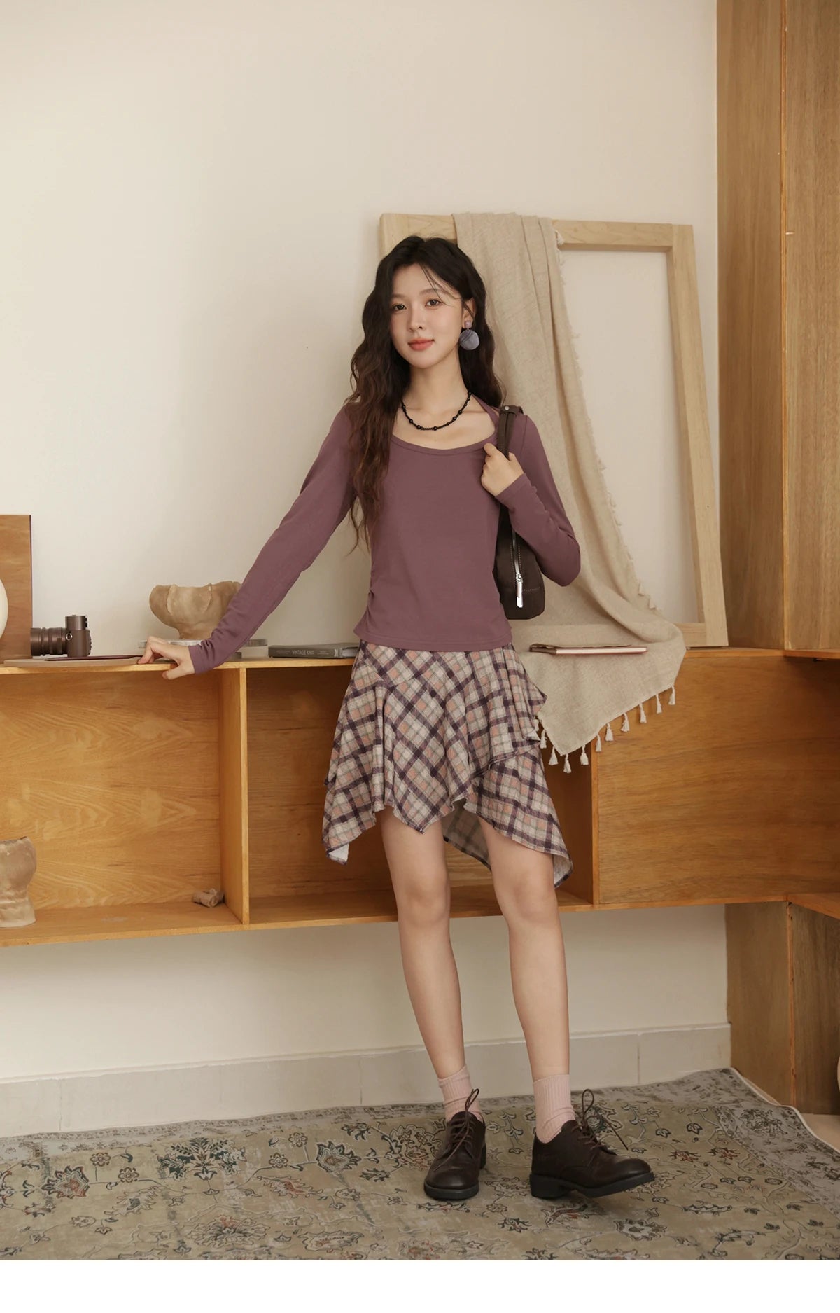 MISHOW Elastic Knitted T-shirts for Women Autumn 2025 Hanging Neck Strap Tees Pleated Waist Slim Long Sleeved Top MXE42T0720