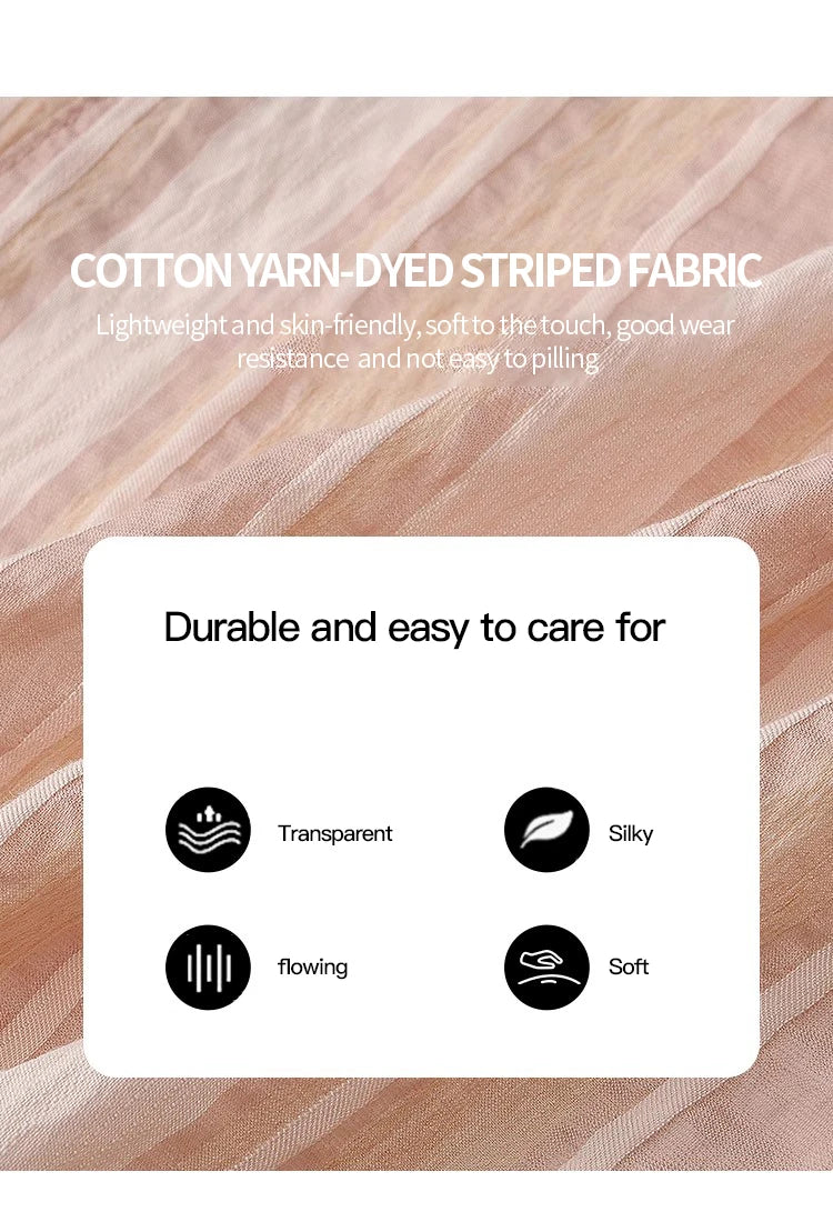 MISHOW Pink Turn-down Collar Flower Bud Sleeve Shirt for Women 2025 Summer New Women's Clothing Button Striped Shirt MXD24C0204