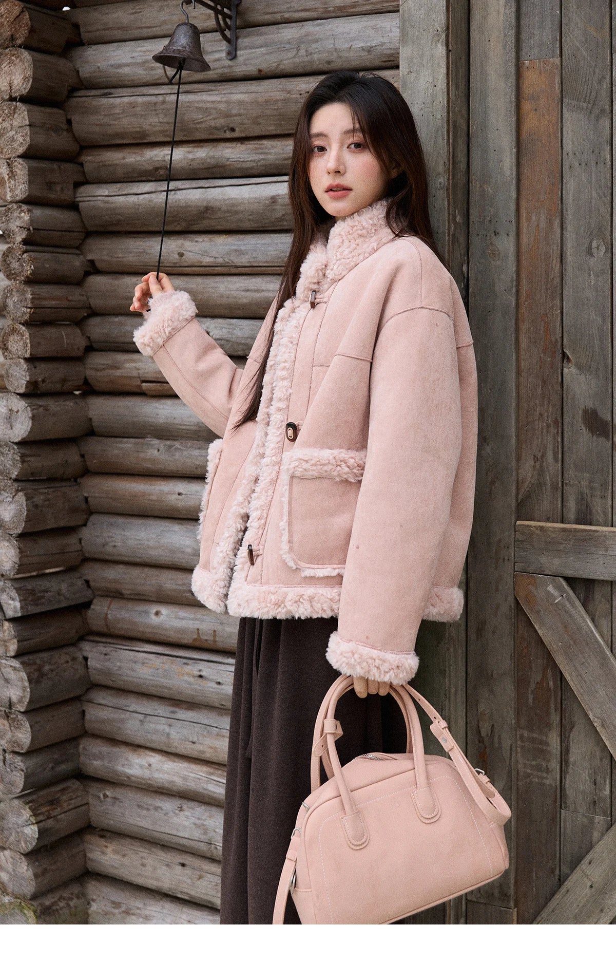 MISHOW Winter Jacket Women 2025 Elegant Luxury Suede Composite Fur Stand-up Collar Short Jacket Windproof Warm Coat MXE87W0941