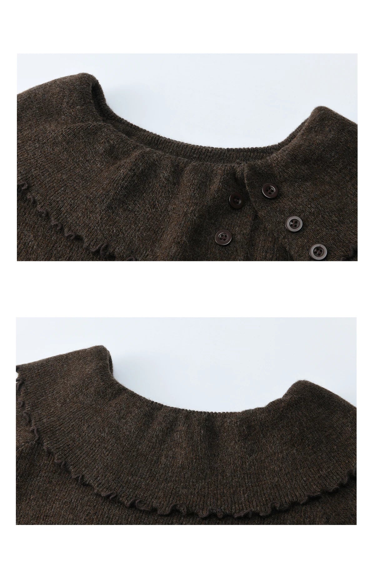 MISHOW Women's Retro Knitted Two-Piece Set 2025 Winter Coffee Ruffle Boat Neck Top A-Line Elastic Waist Skirt Outfit MXE93T1455