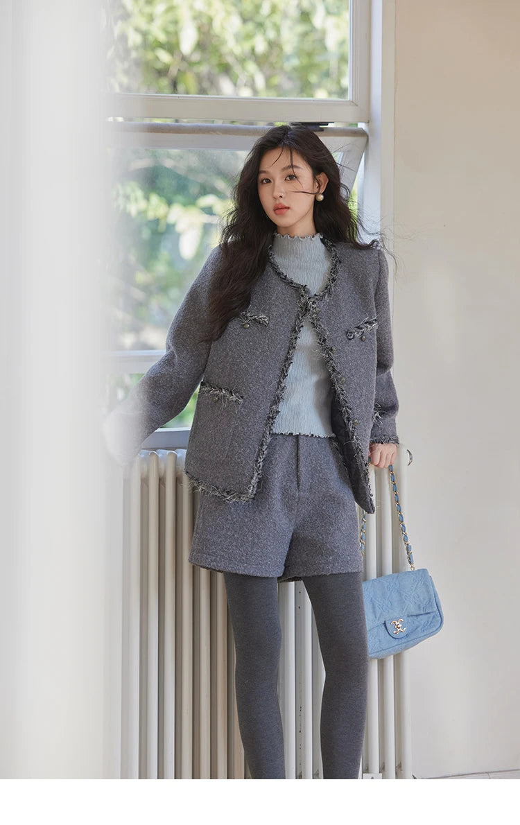 MISHOW Plaid Tweed Jackets Shorts Separately Women Korean Luxruy Gentle Single Breasted Jacket Solid Short Pants MXD35W0489