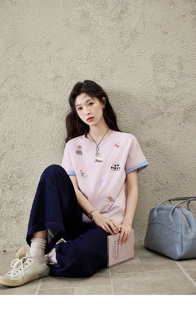 MISHOW Casual Spring Summer Jeans for Women 2025 Stitching Ruffle High Waist Jeans Female New Fashion Wide Leg Pants MXE16K0907