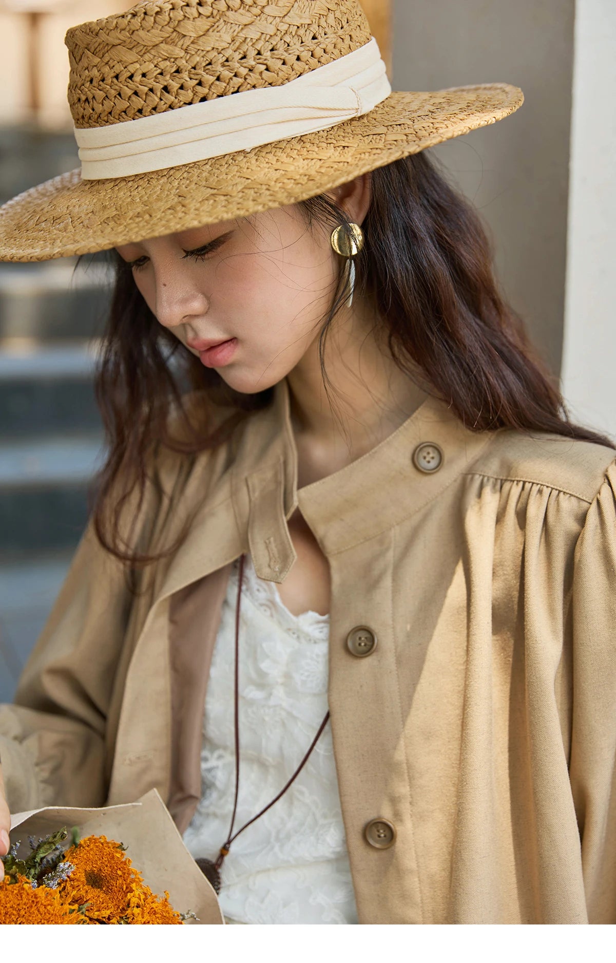 MISHOW British Trench Coat 2025 Autumn Women's Light Brown Stand Collar Coats Female Single Breasted Versatile Jacket MXE43W0802