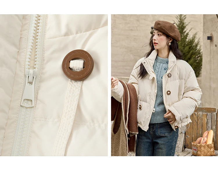 MISHOW Minimalist Down Jacket Women Zipper Short Jacket 2024 Fall Winter Loose Korean Version White Duck Down Jacket MXD42Y0047