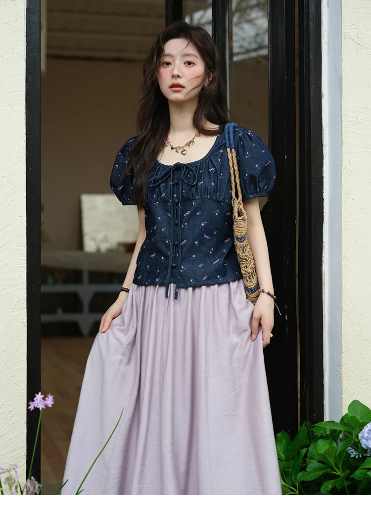 MISHOW Casual Half Skirt for Women 2025 Summer New Office Lady Fashion High Waist Pocket Female Purple Pleated Skirt MXE39B2366