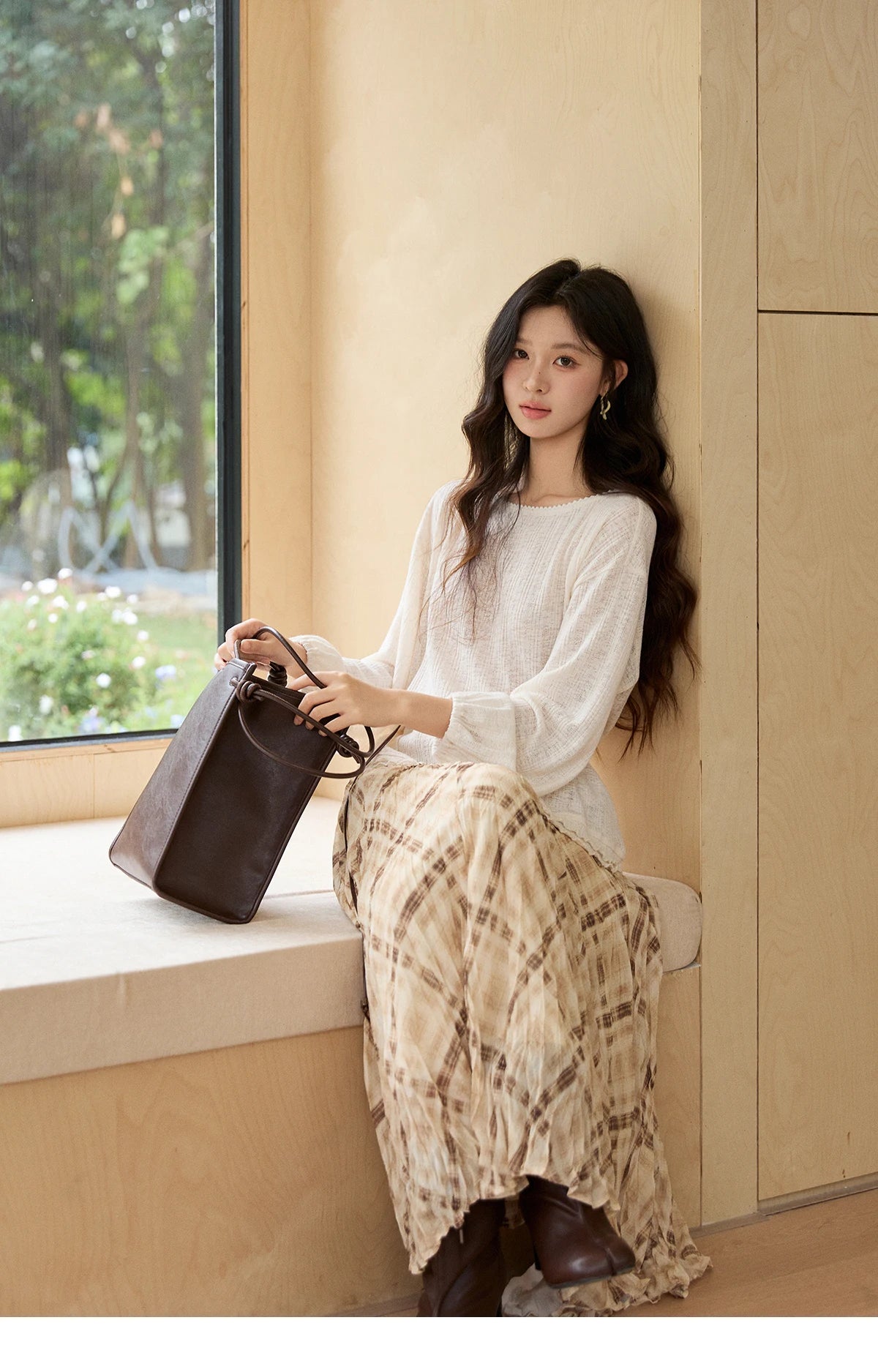 MISHOW Women's Lace Trim Boat Neck Knitted Tops with Belt 2026 Spring Micro Transparent Loose Casual Thin Sweater MXF13Z3002