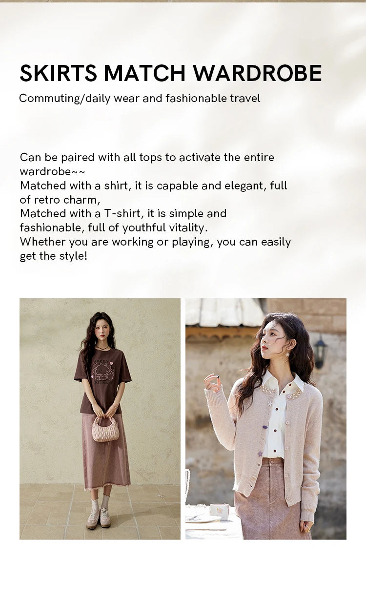 MISHOW Casual Spring Summer Skirt Women New 2025 Solid High Waist Slim Denim Skirts Female Fashion Straight Clothing MXD44B0506