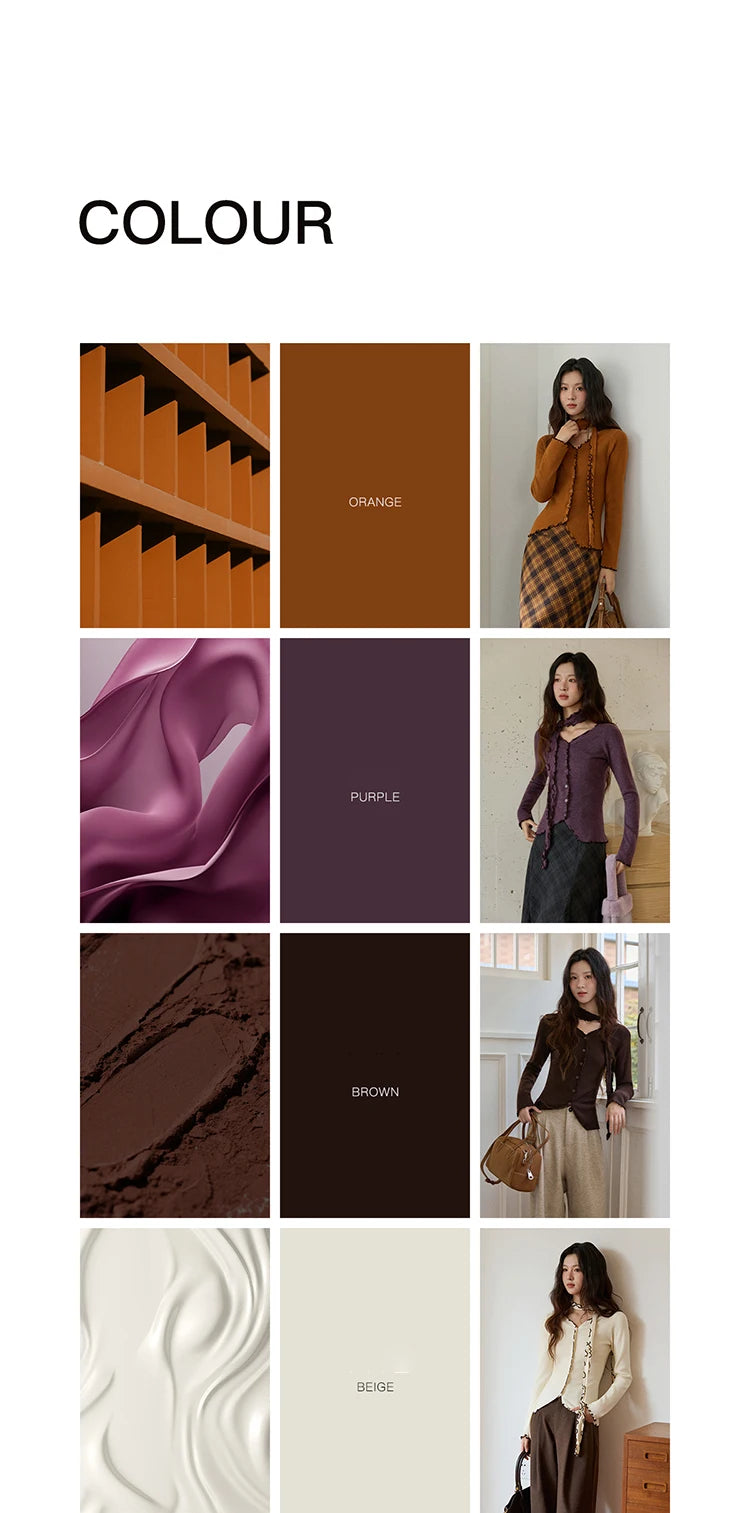 MISHOW New Ruffled Edge Knitted Pullovers for Woman 2025 Retro Slim V-neck Ribbon Knit Top Cmfortable Winter Clothes MXE86Z2728