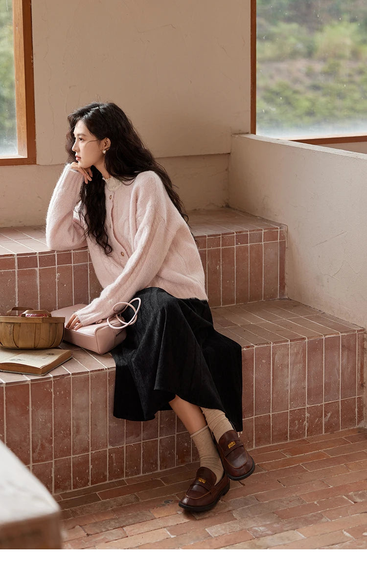 MISHOW Sweet Sweater Cardigan Women 2024 Autumn Winter French Gentle Slim Single Breasted O-Neck Wool Knitted Jacket MXD55Z1030