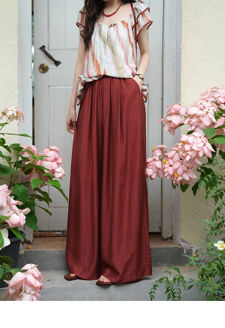 MISHOW Women's Retro Stripe Print Blouse 2025 Summer New Fashion O-Neck Butterfly Sleeve Ladies Casual Patchwork Top MXE38X1862