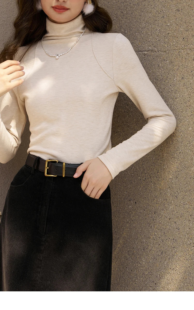 MISHOW Mock Neck Bottoming Shirt Long Sleeve Inner Tops for Women 2023 Autumn Winter New Fashion Warm Slim T-shirt MXC58Z0290