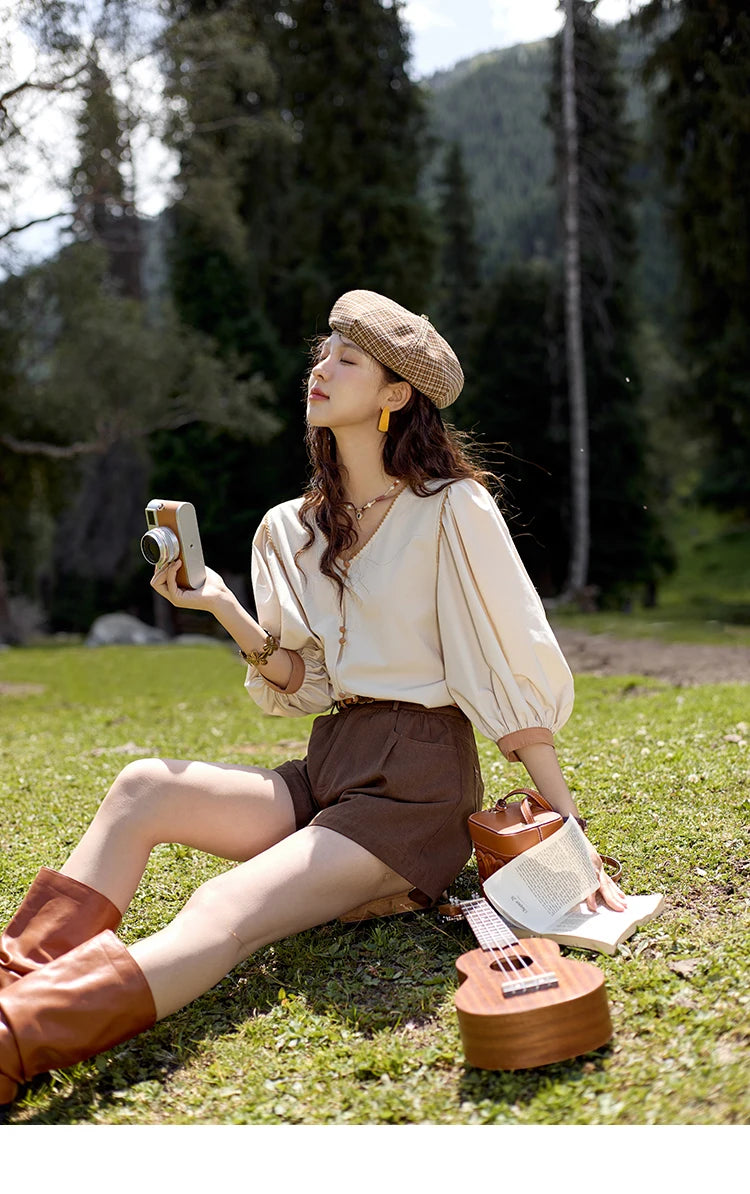 MISHOW High Waist Loose Casual Short Pants for Women Spring Autumn 2024 Versatile Slim Solid Straight Leg Shorts MXD41K0721