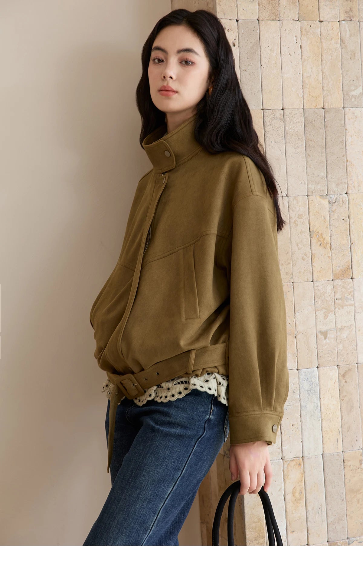 MISHOW Retro Jacket Women 2025 Autumn Winter Warm Stand Collar Casual Jacket Slim Design Zipper Jacket Woman Clothes MXE49W0853