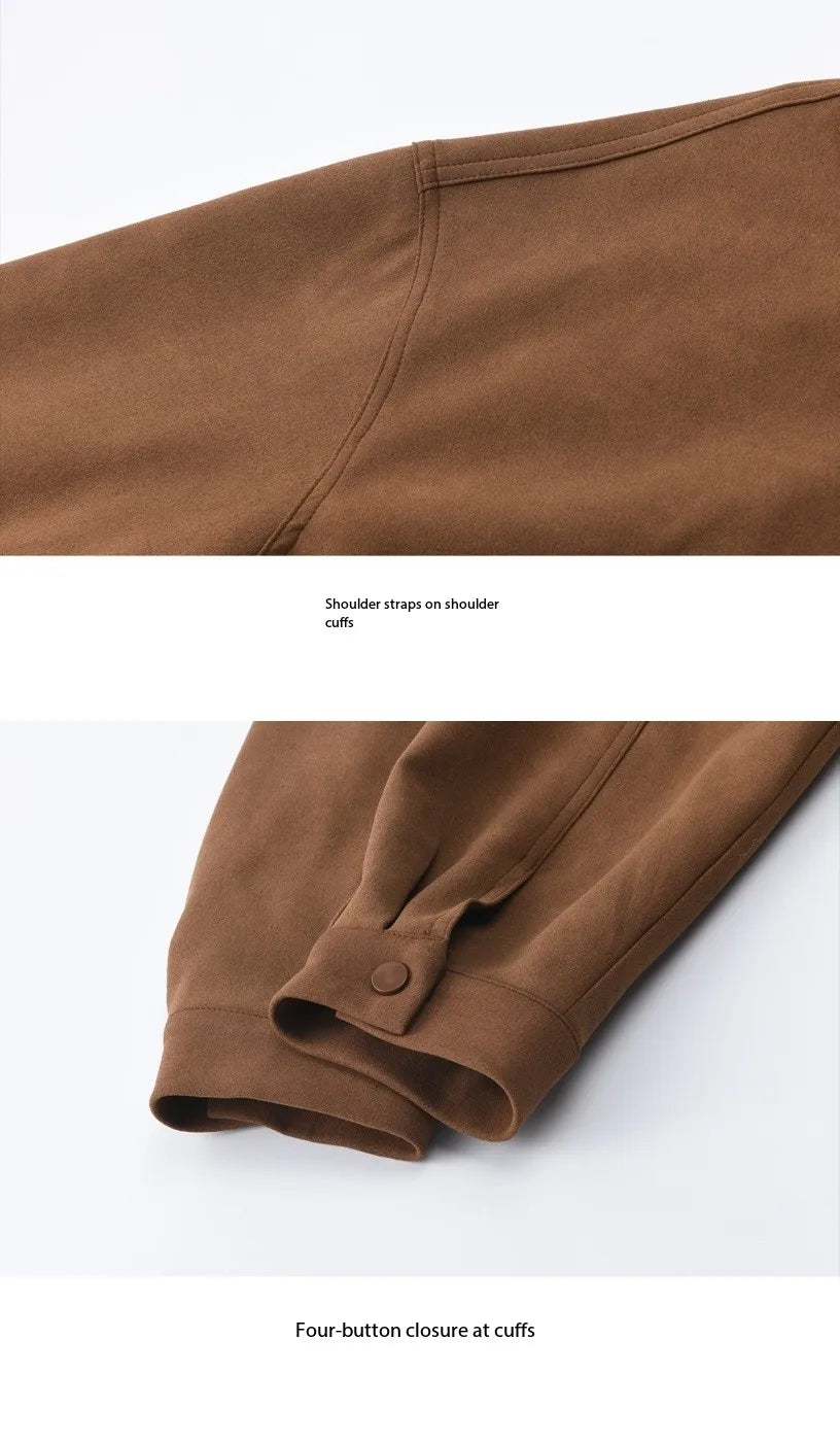 MISHOW Brown Jacket for Women 2025 Autumn Winter Retro Detachable Lace Collar Drawstring Hem Jacket Women's Clothing MXE45W0846