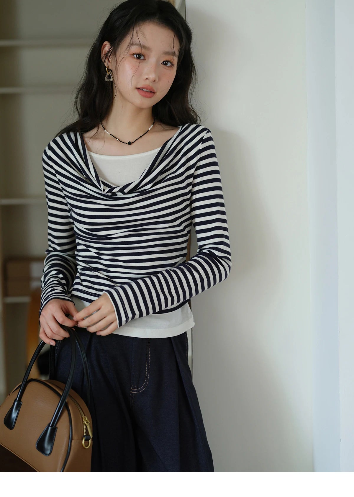 MISHOW Multi Colored Fake Two-piece Knitted Sweater 2025 Autumn Swinging Collar Casual Tops Contrasting Waist Top MXE42Z1341