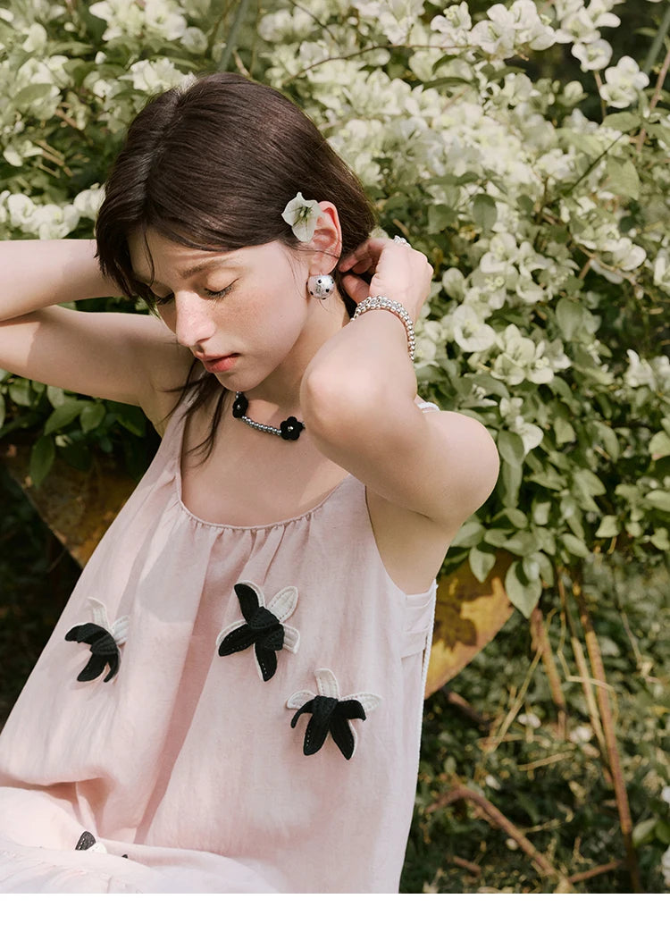 MISHOW Holiday Long Camisole Dress Women Summer 2025 Sleeveless Flower Pleated High Waist Dresses Woman New Fashion MXE31L2191