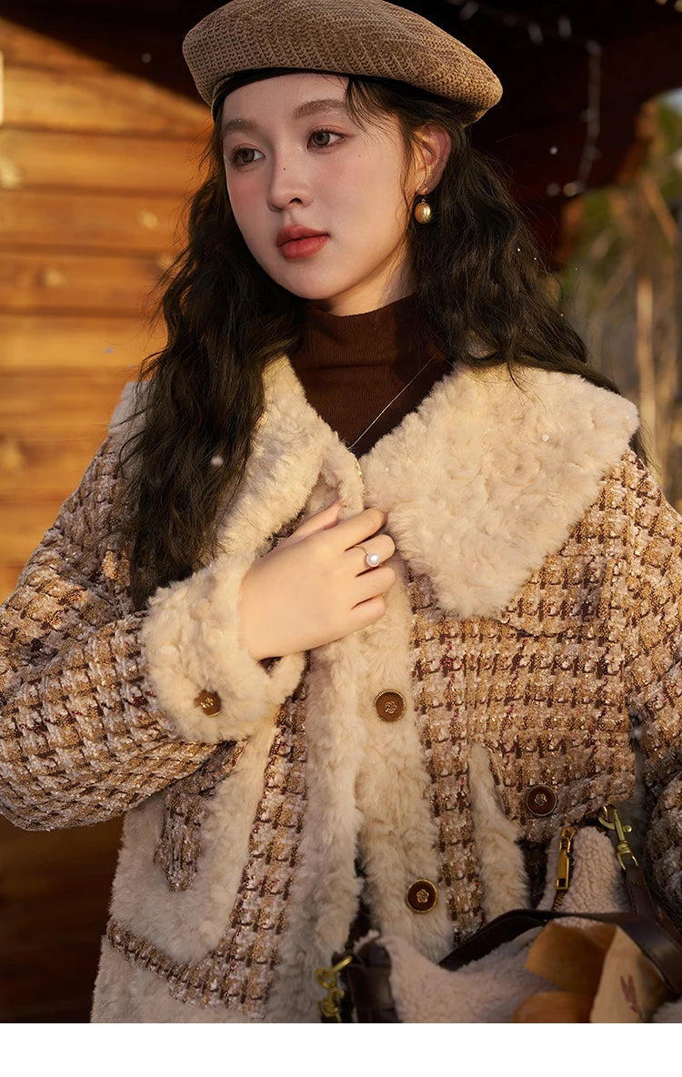 MISHOW Winter Parkas Jacket Women High Quality Loose Padding Cotton Coat Thick Warm Houndstooth Puff Jackets Ladies MXC54W0137