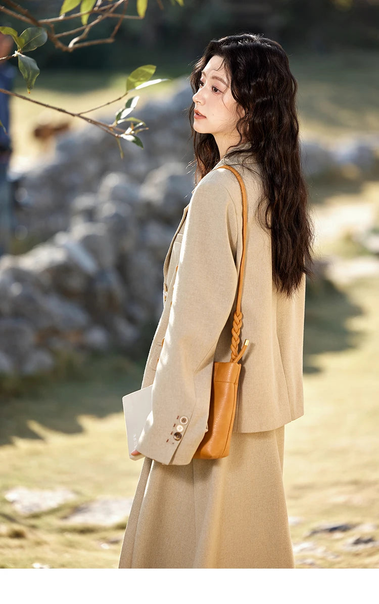 MISHOW Skirt Jacket For Women Separately 2025 Spring New Casual Vintage Blazer Jacket Pleated Skirt Fashion Blazer MXE11W0712