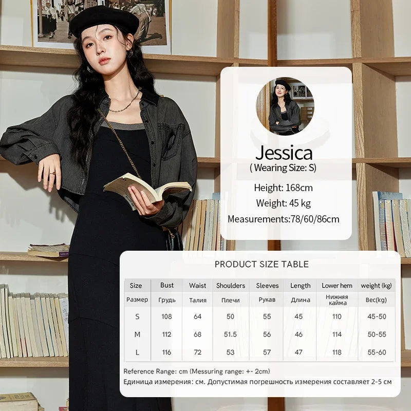 MISHOW Casual Short Denim Jacket 2024 Autumn Casual Single Breasted Tops Splicing Corduroy Lapel Contrasting Coats MXD42W0398