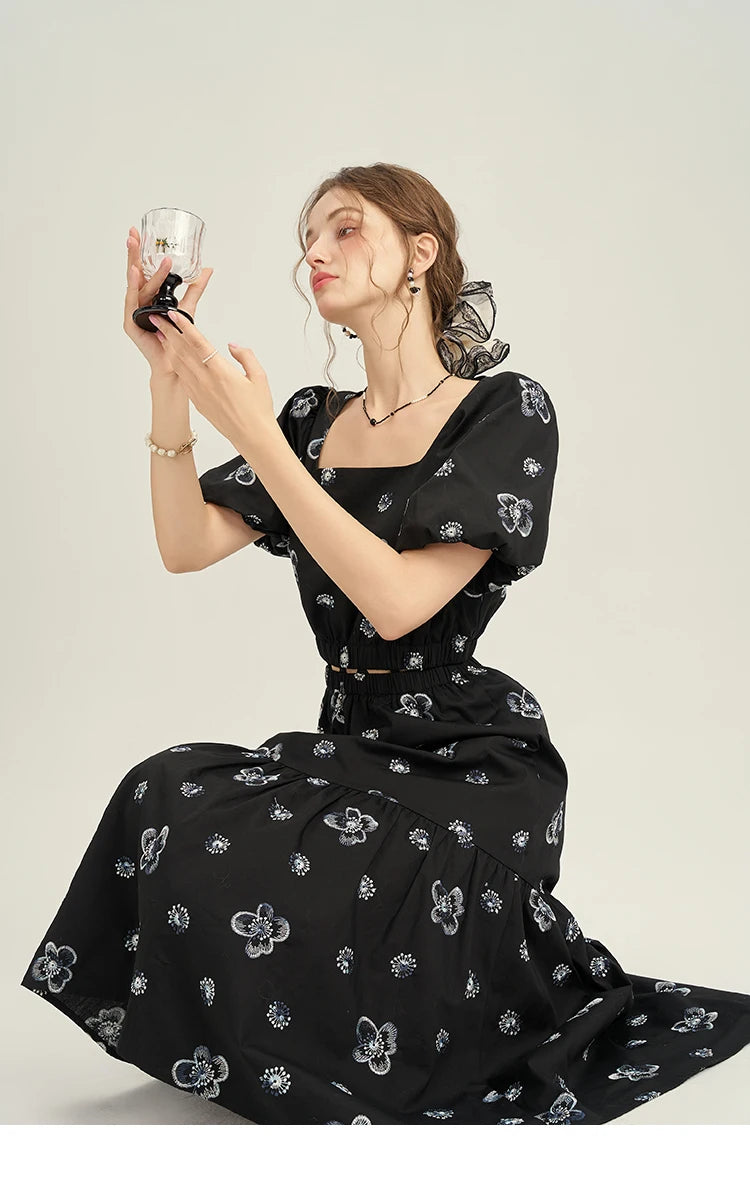 MISHOW High Waist Slim Floral Printing A-line Skirts Temperament Mid Length Skirt 2025 Summer Elastic Waist Skirt MPD21B0398