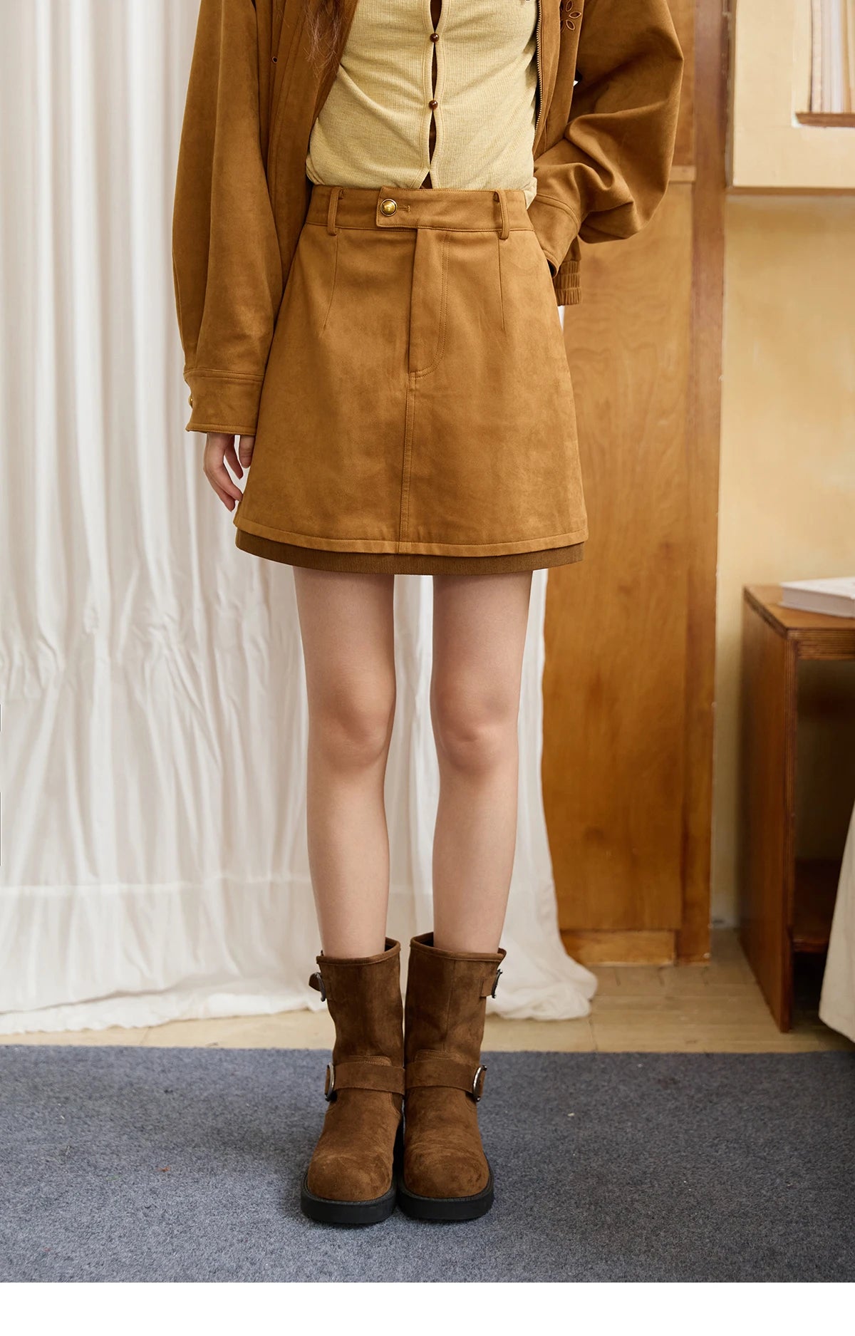 MISHOW Skirt Two Piece Set for Woamn 2025 Retro Corduroy Cutout Lapel Jacket Mini Skirt Autumn Women's Clothing Set MXE47T0745