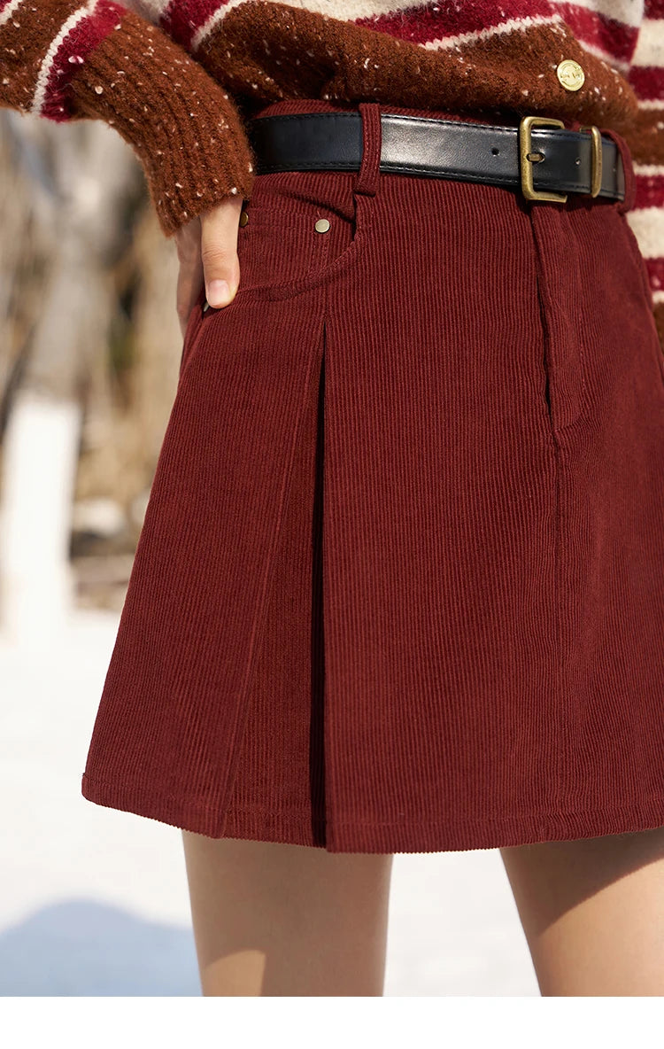 MISHOW 100% Cotton A-line Pleated Mini Skirt Women 2024 Autumn Winter Korean Fashion High Waist Short Skirt Female MXC55B0216