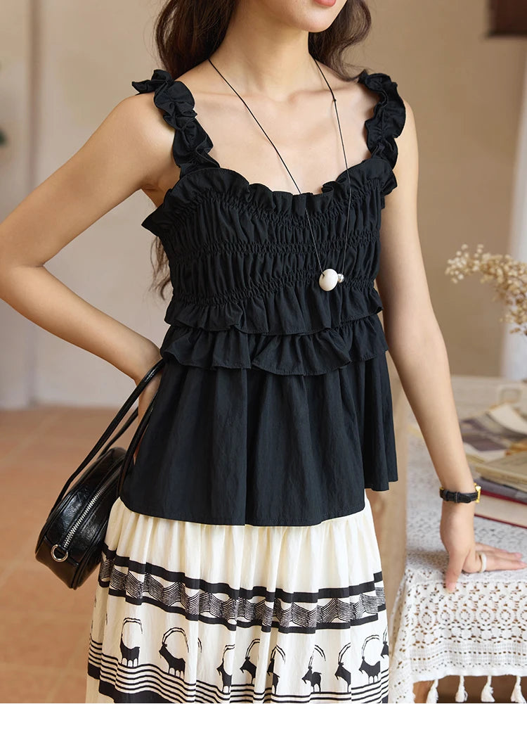 MISHOW Women Basic Camisoles 2025 Summer New Fashion Sleeveless Ladies Tank Top Edible Tree Fungus Design Casual Top MXE36D1184