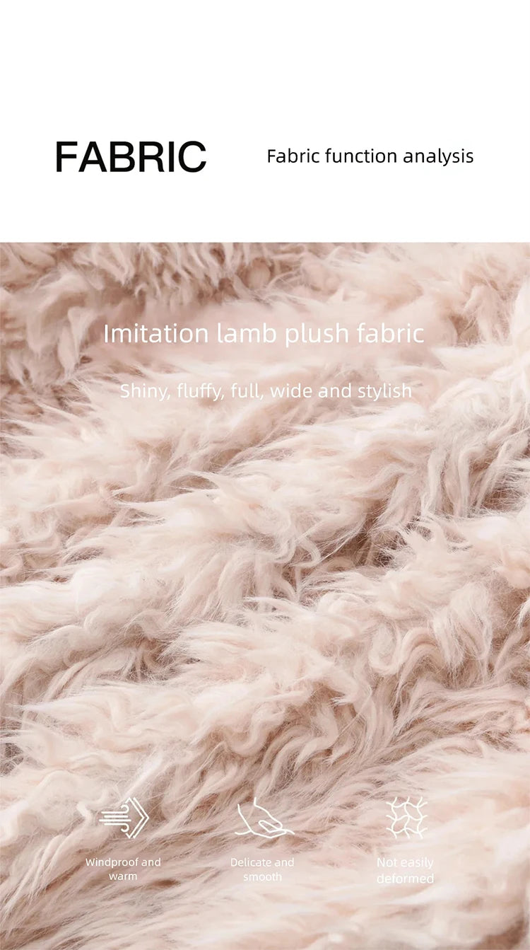 MISHOW Women's Pink Stand Collar Faux Lamb Wool Coat Winter Flower Brooch Warm Outerwear with Pockets Metal Zipper MXE91W0974