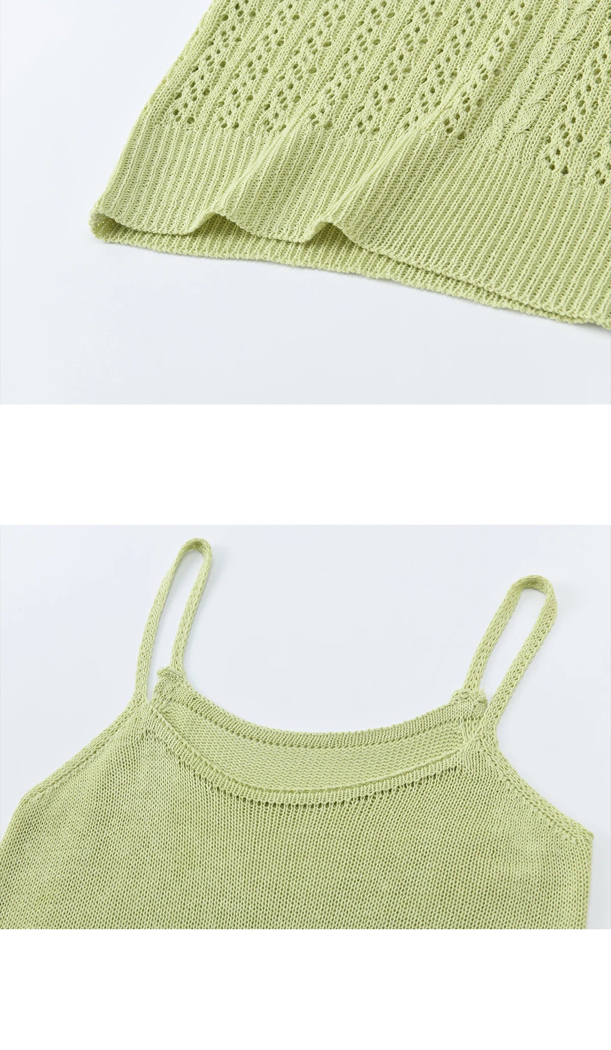 MISHOW Women's Hollow Out Cable Knit Tops with Camisole Two Piece Set Spring Loose Casual Breathable Green Sweater MXF16T1524