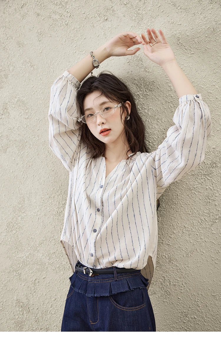 MISHOW Casual Spring Summer Jeans for Women 2025 Stitching Ruffle High Waist Jeans Female New Fashion Wide Leg Pants MXE16K0907