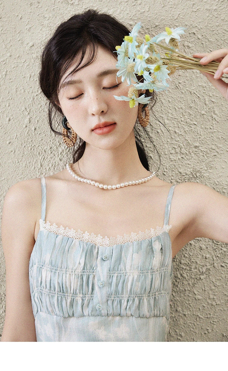 MISHOW Print Spring Summer Suspender Dress Women 2025 Square Collar Sleeveless Korean Dresses Lady New Fashion Slim MXE16L2127