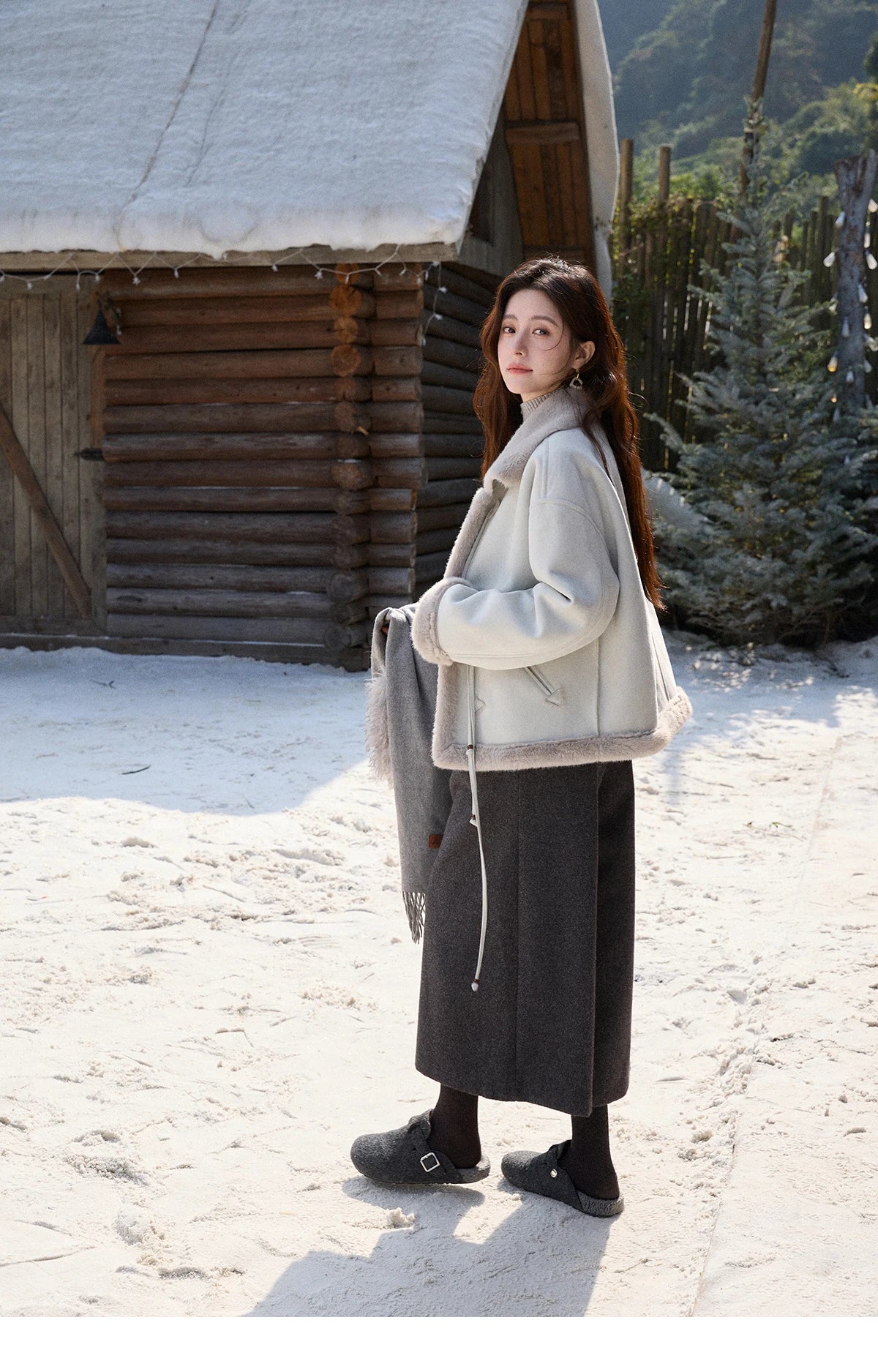 MISHOW Suede Imitation Mink Fur Coat Women Winter 2025 Retro Thick Plush Lace Up Coat Warm Lapel Jackets Office Lady MXE90W0921