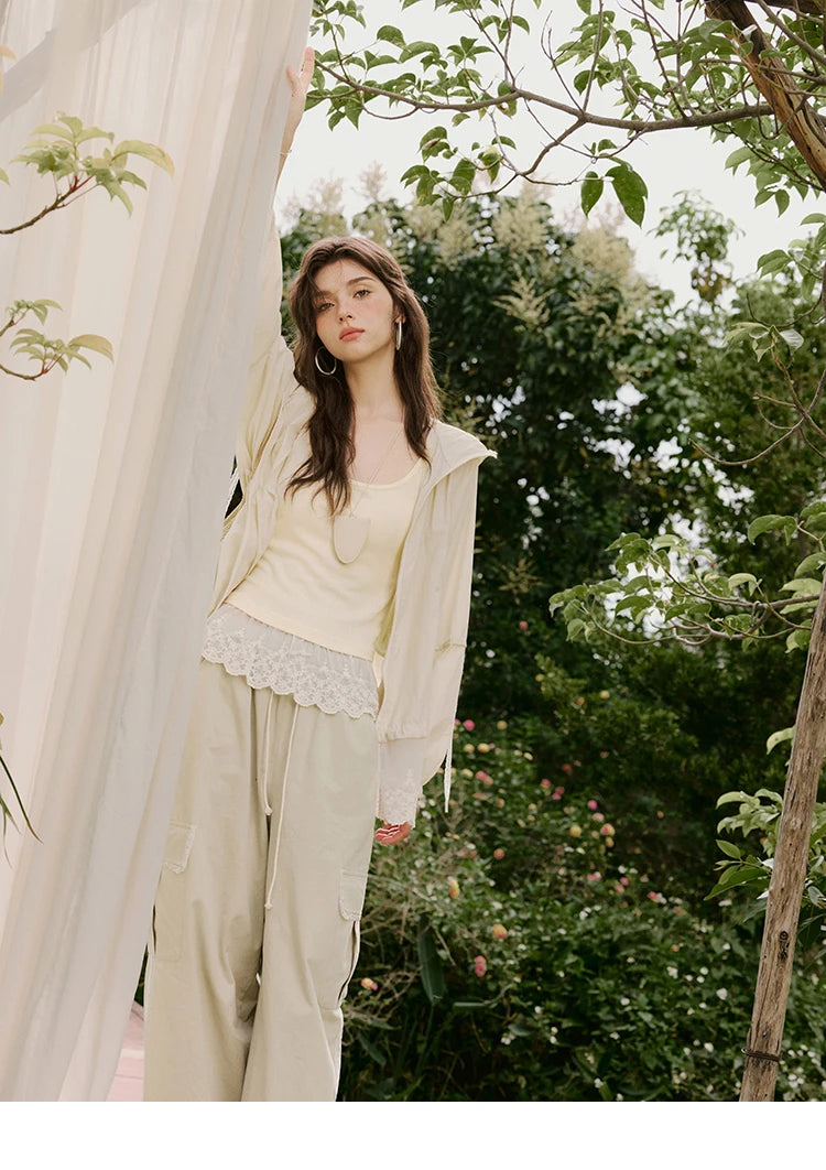 MISHOW Sunscreen Summer Coat Women New 2025 Long Sleeve Hooded Solid Lace Loose Cardigan Female Thin Breathable MXE33W0780