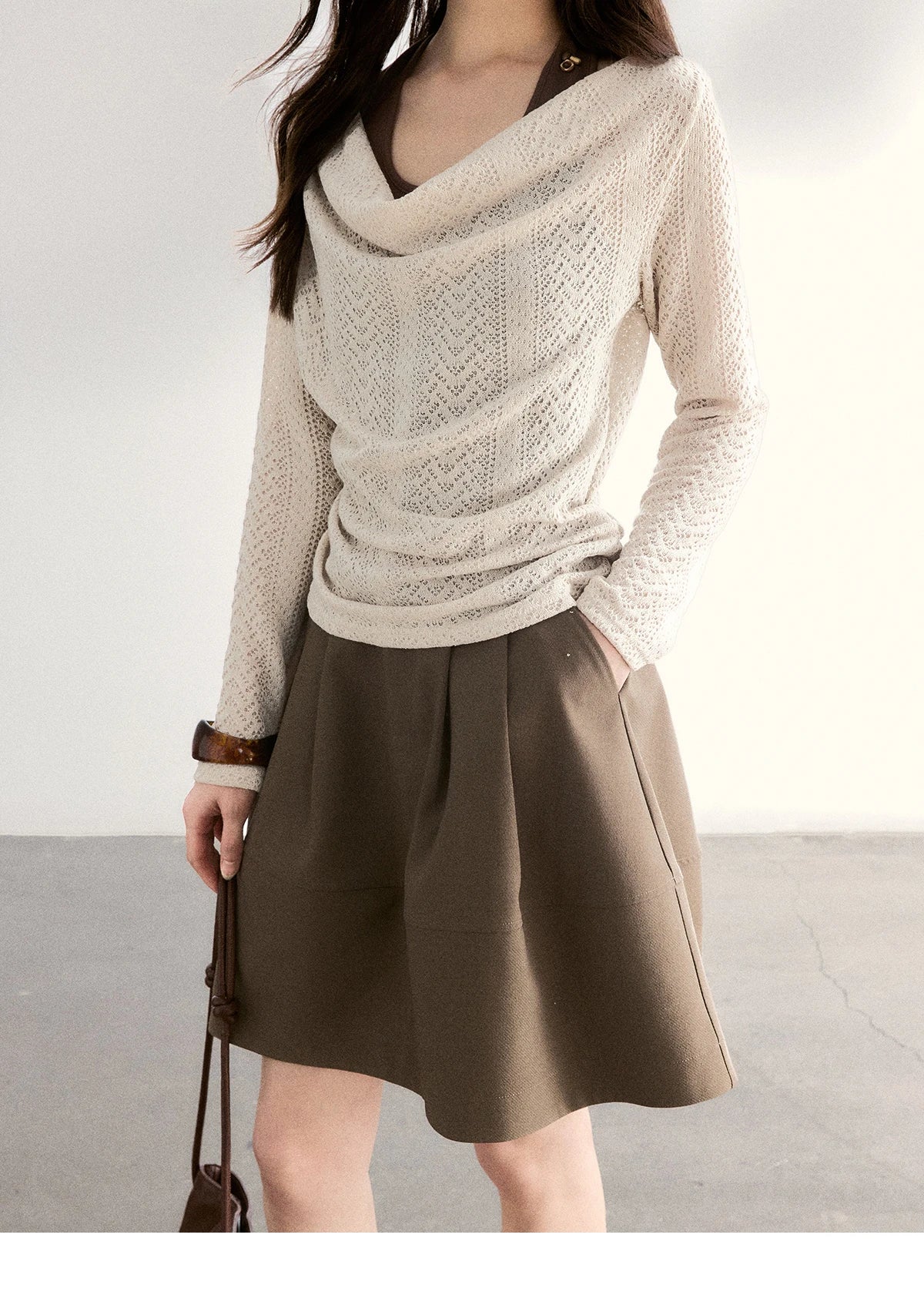 MISHOW Women's Knit Top Halter Camisole Set 2026 Spring Swinging Collar Hollow Out Knitted Casual Two-Piece Knitwear MXF108T0751