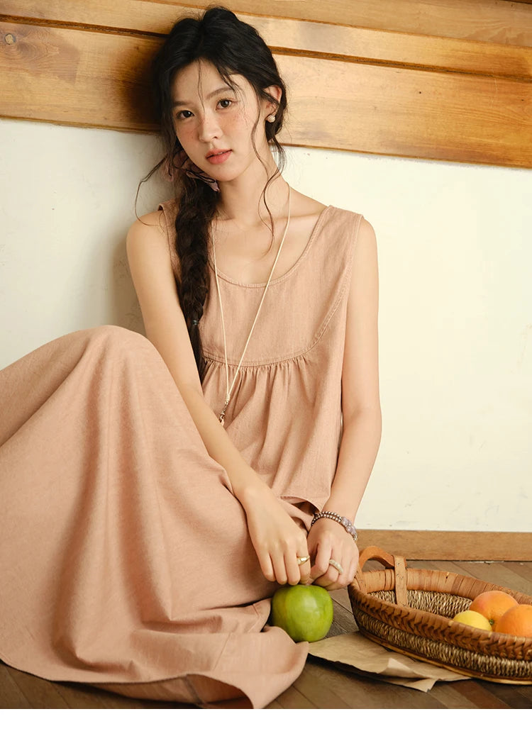 MISHOW Ladies 2 Pieces Set 2025 Summer New U-shaped Collar Sleeveless Top Fashion A-line Skirt Set Women's Clothing MXE35T0606